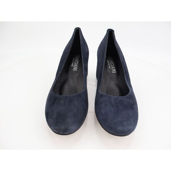 Cordani Gracie Pump Women Size 37 6.5 / 7 Blue Suede Slip On Block Heel Career - Picture 2 of 9
